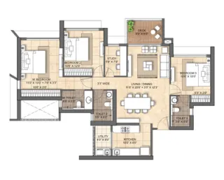 2.5 BHK Unit Plan of Veena Solace
